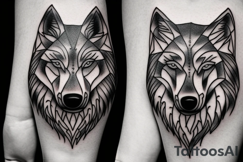 Simple outline of wolf tattoo idea