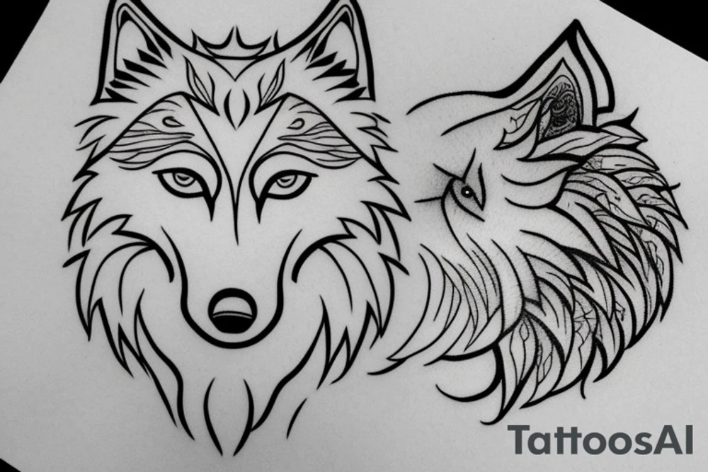 Simple outline of wolf tattoo idea