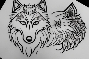Simple outline of wolf tattoo idea