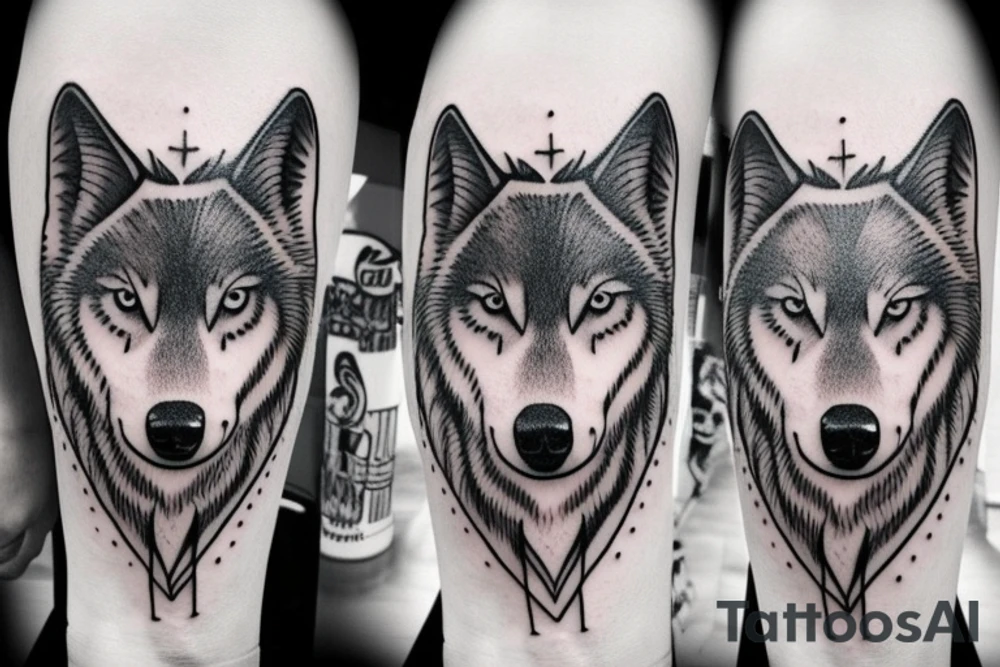 Simple outline of wolf tattoo idea