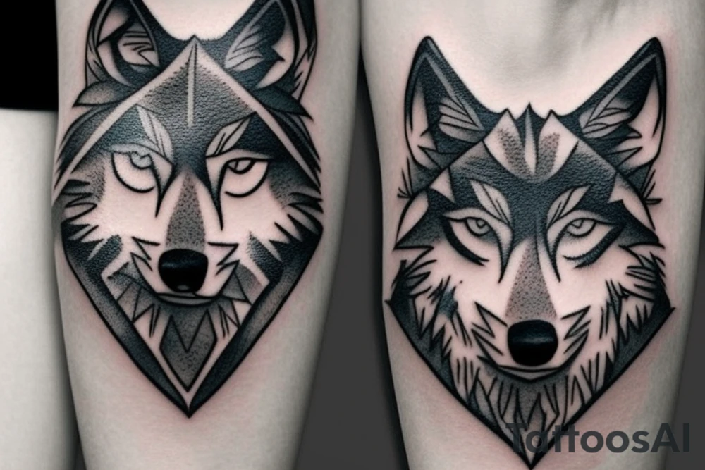 Simple outline of wolf tattoo idea