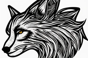 Sitting wolf howling at moon tattoo idea