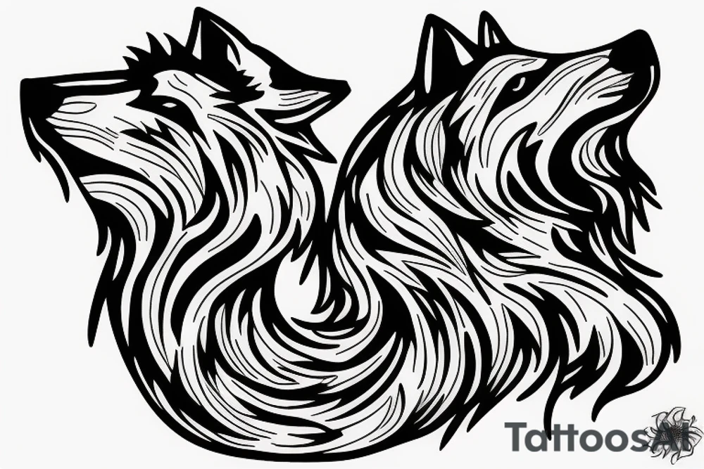 Sitting wolf howling at moon tattoo idea