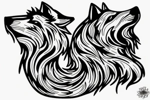 Sitting wolf howling at moon tattoo idea