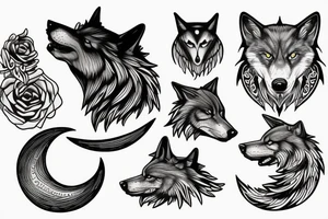 Sitting wolf howling at moon tattoo idea