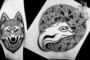 Sitting wolf howling at moon tattoo idea