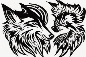 Sitting wolf howling at moon tattoo idea