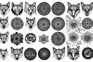 Wolf circle dot tattoo idea