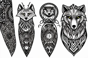 Wolf circle dot tattoo idea