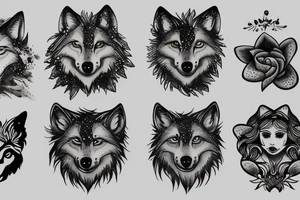 Wolf circle dot tattoo idea