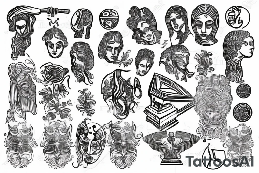 Herculese statue with golden ratio tattoo idea