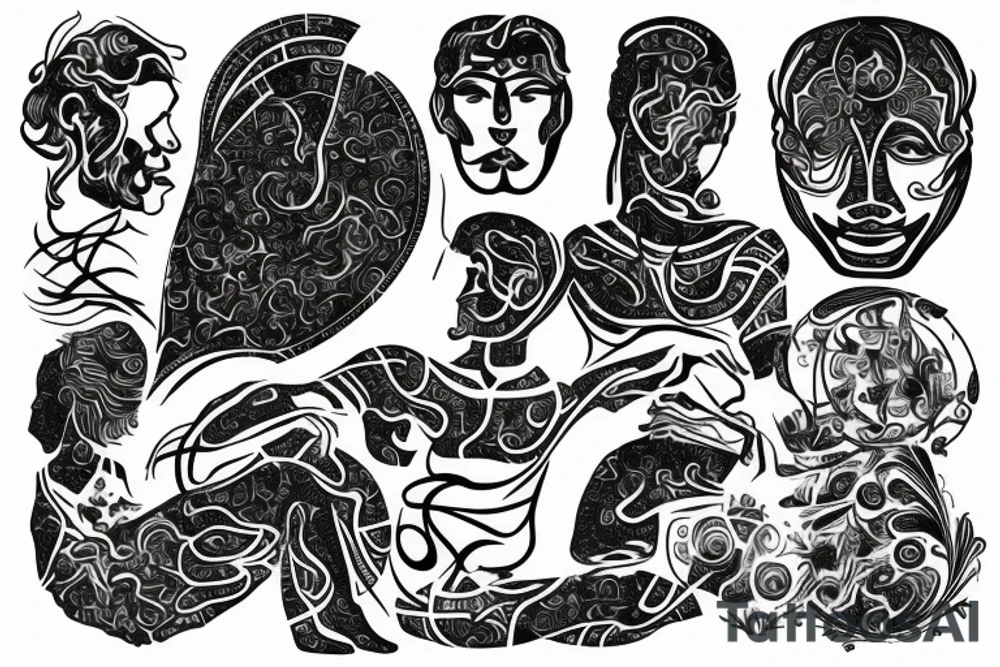 Herculese statue with golden ratio tattoo idea