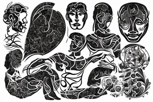 Herculese statue with golden ratio tattoo idea