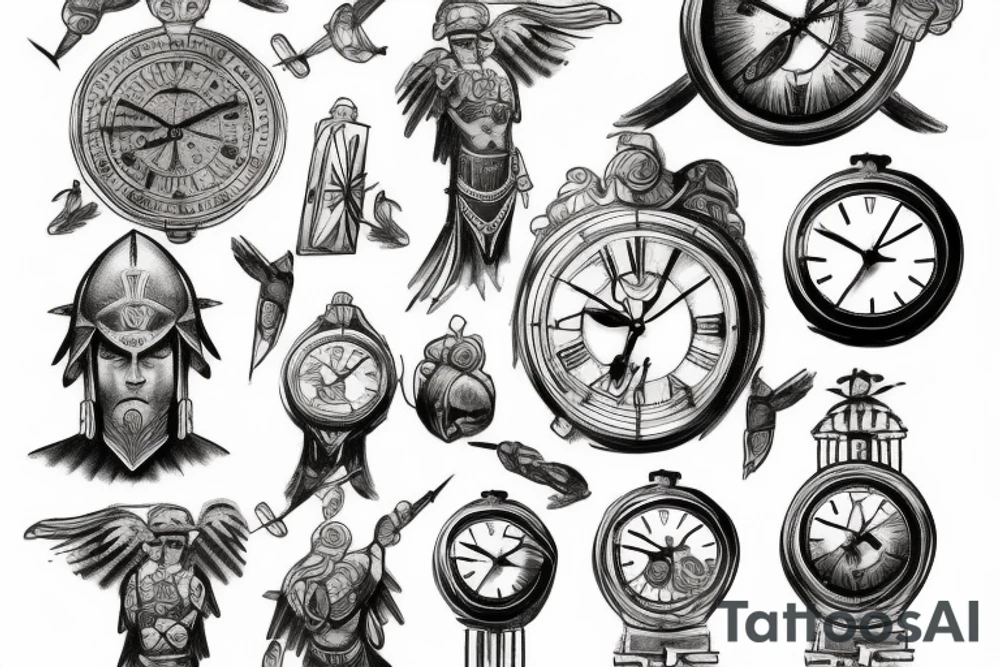 Spartan with a Roman clock tattoo idea