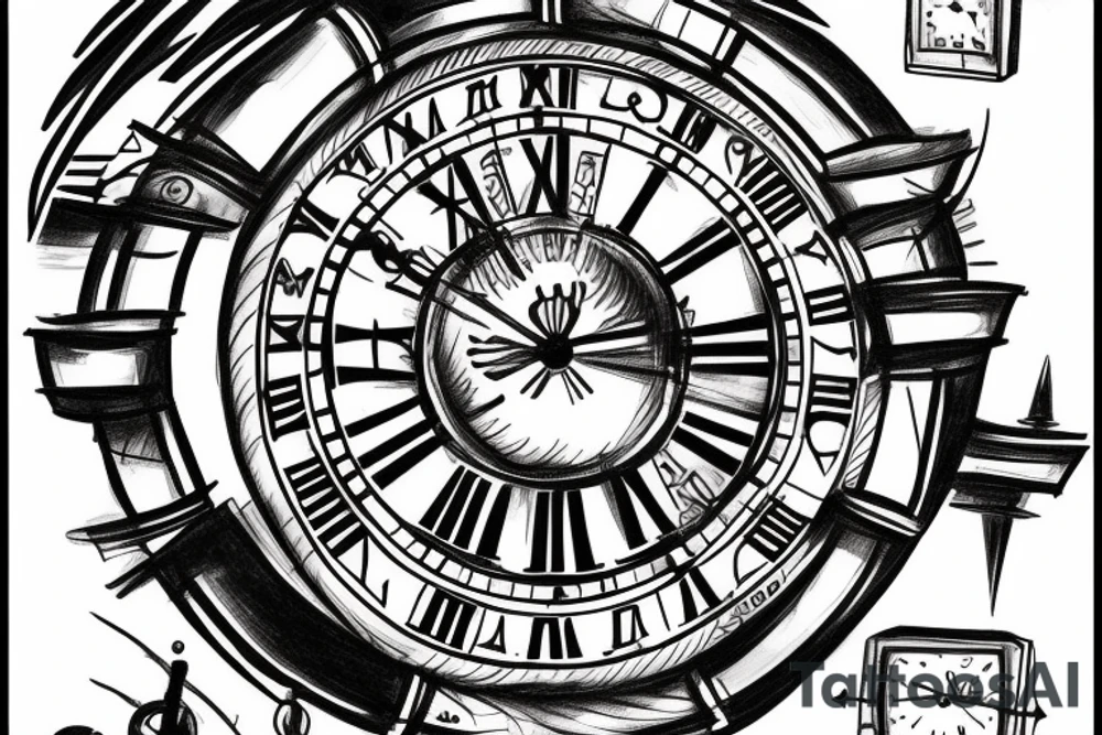 Spartan with a Roman clock surrounding it tattoo idea