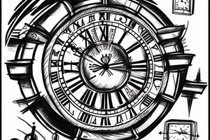 Spartan with a Roman clock surrounding it tattoo idea