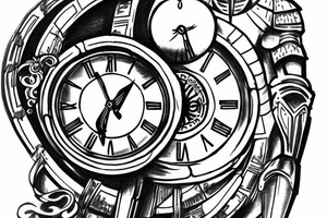 Spartan with a Roman clock surrounding it tattoo idea