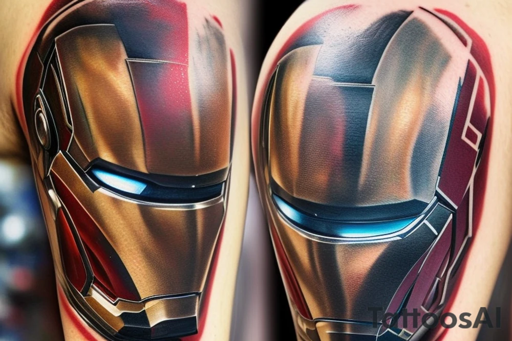 Imagine a captivating tattoo in the biomechanical style, merging iconic elements of Iron Man with a futuristic aesthetic. This tattoo embodies the perfect alliance between advanced technology and the essence of the Iron Man.

In the center of the image, depict Iron Man's face, with his distinctive helmet and glowing eyes. The helmet is created in a complex biomechanical style, blending robotic and organic elements, creating a unique fusion.

On each side of Iron Man's face, draw sophisticated mechanical structures that extend like wings or extensions, representing the integration of technology into the body. Mechanical details such as gears, cables, and printed circuits add texture and additional depth to the image.

Include subtle LED lighting throughout the tattoo, simulating Iron Man's inner lights. This can be achieved using luminescent inks or by playing with contrast and shading effects.

Add details inspired by Iron Man's arc reactors, placing them strategically to represent the power and revolutionary technology that fuels the character.

Use a metallic color palette, with shades of red and gold, to recall Iron Man's iconic armor. Shades of gray, silver, and black can also be used to add depth and realism to the biomechanical components.

Ensure that the tattoo seamlessly fits the shape and contours of the body, taking into account proportions and natural movements.

This biomechanical-style tattoo, inspired by Iron Man, embodies the fusion between man and machine, reflecting strength, advanced technology, and the spirit of ingenuity. It is intended to celebrate the iconic character of Iron Man and represent the power and audacity of the wearer. tattoo idea