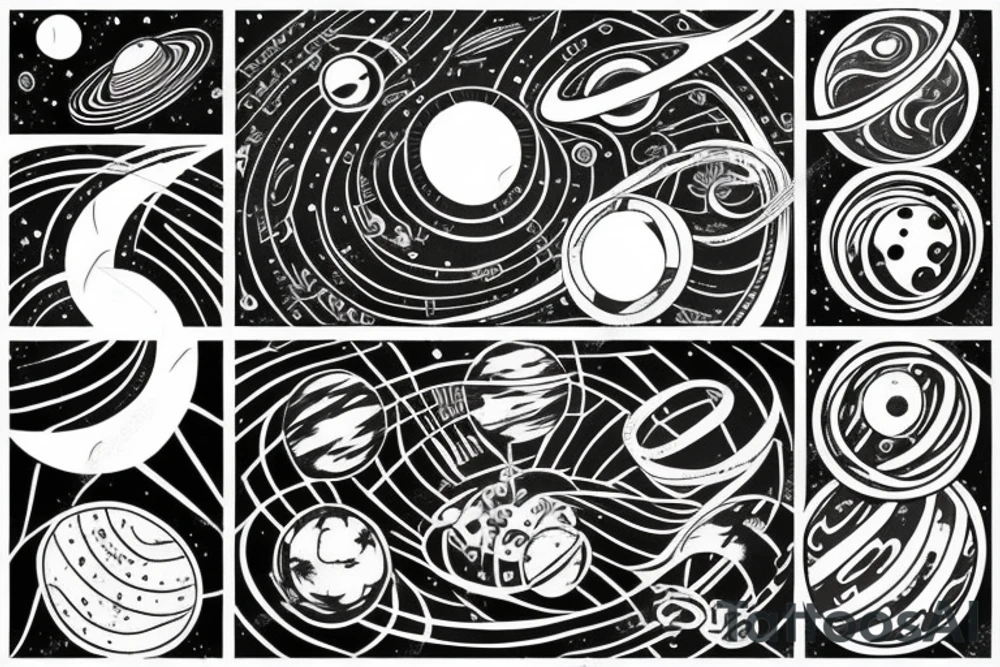 solar system with orbits tattoo idea