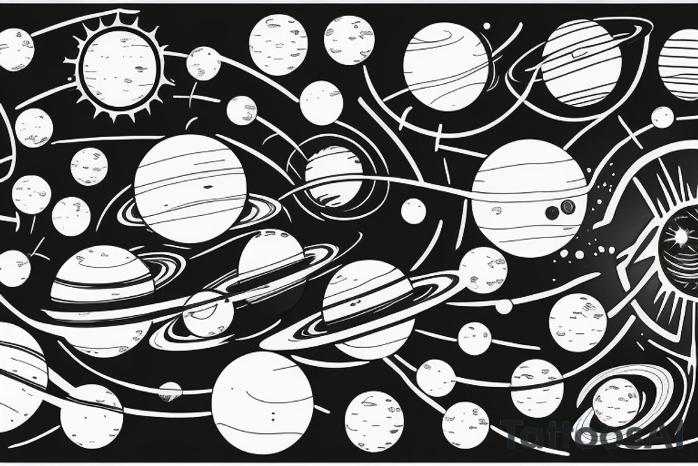 solar system with orbits tattoo idea