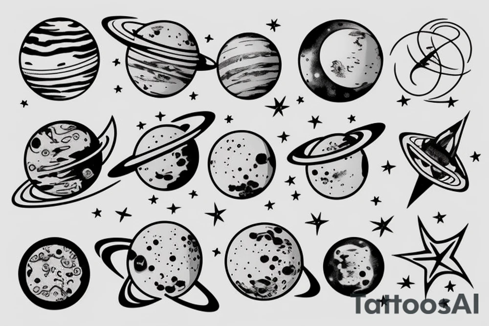 solar system with orbits tattoo idea