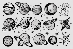 solar system with orbits tattoo idea