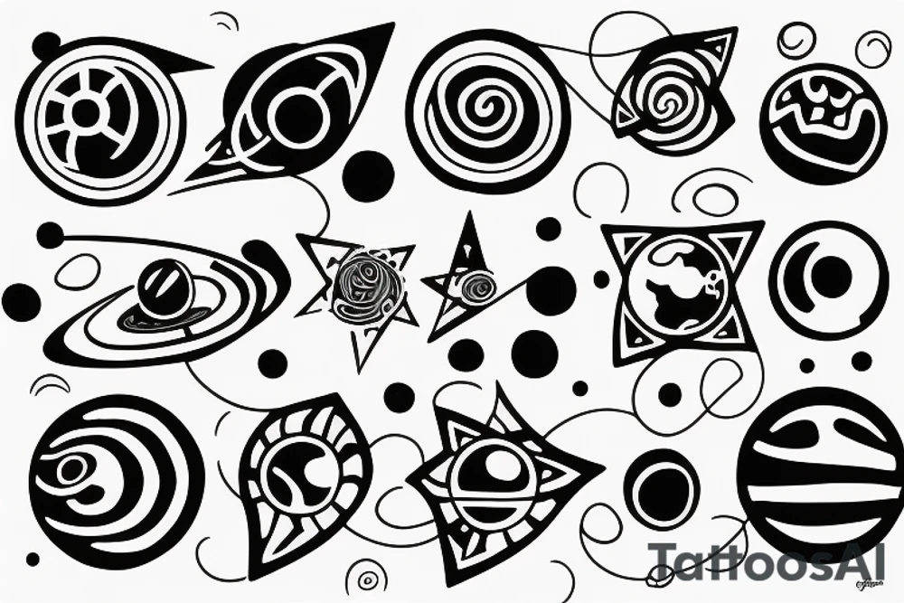 solar system with orbits tattoo idea