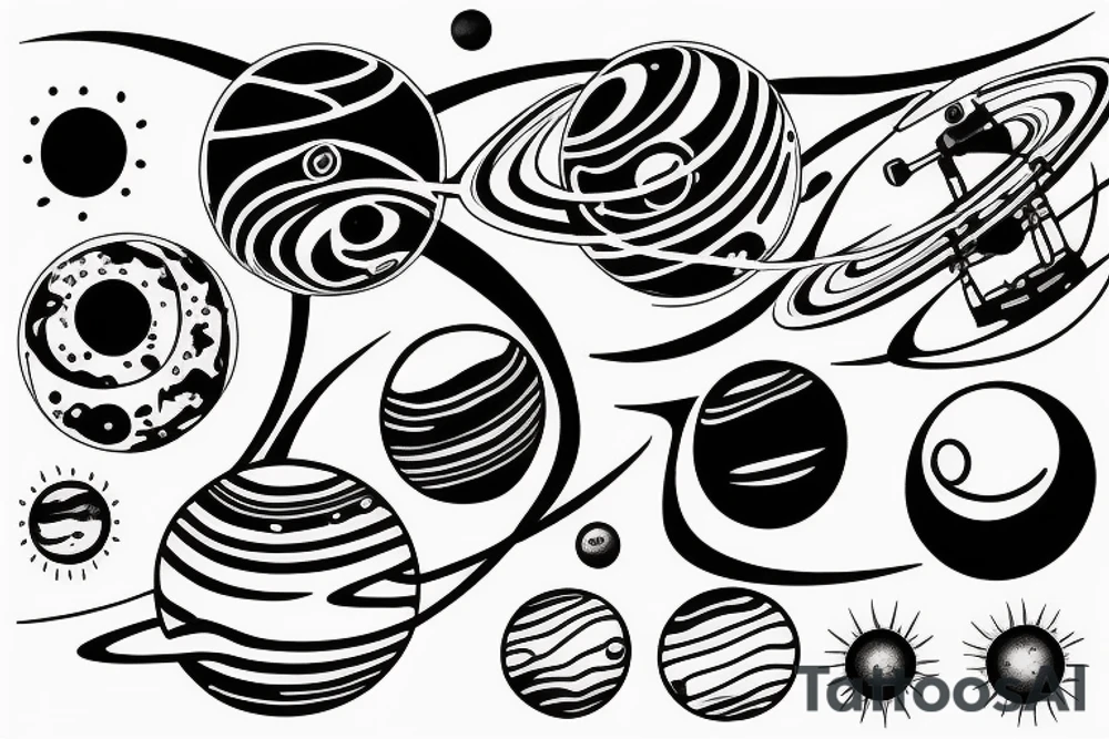 solar system with orbits tattoo idea