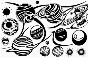 solar system with orbits tattoo idea