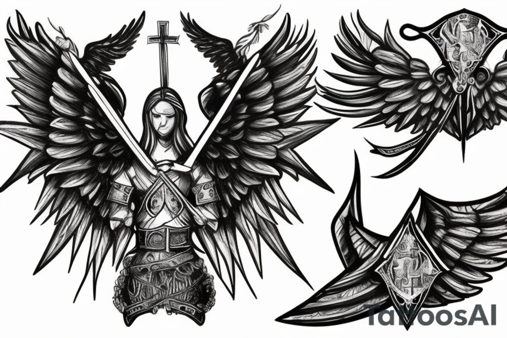 Crusader warrior with wings tattoo idea