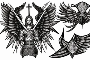 Crusader warrior with wings tattoo idea