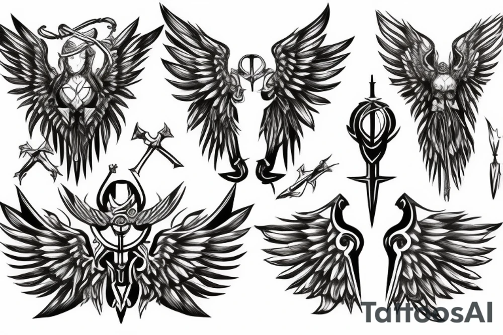 Crusader warrior with wings tattoo idea