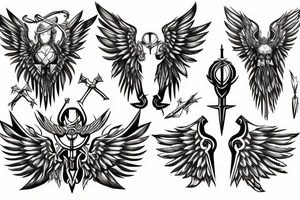 Crusader warrior with wings tattoo idea