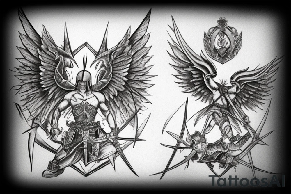 Crusader warrior with wings tattoo idea