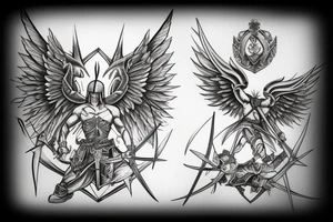 Crusader warrior with wings tattoo idea