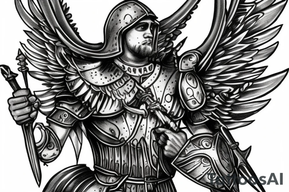 Crusader warrior with wings tattoo idea