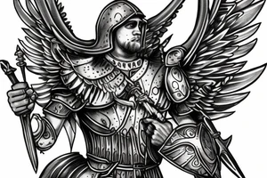 Crusader warrior with wings tattoo idea