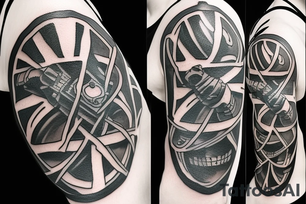 Crusader at war with shield tattoo idea