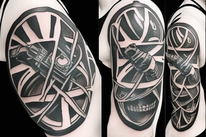 Crusader at war with shield tattoo idea