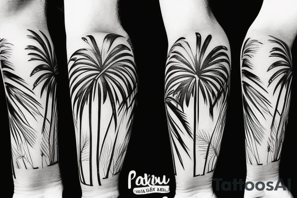 It's about a Mallorca vacation

Palm tree with 7 leaves 

Longitude and latitude of Palma de Mallorca: 39° 34' 0.12 N 2° 38' 58.92 E

Party mood tattoo idea