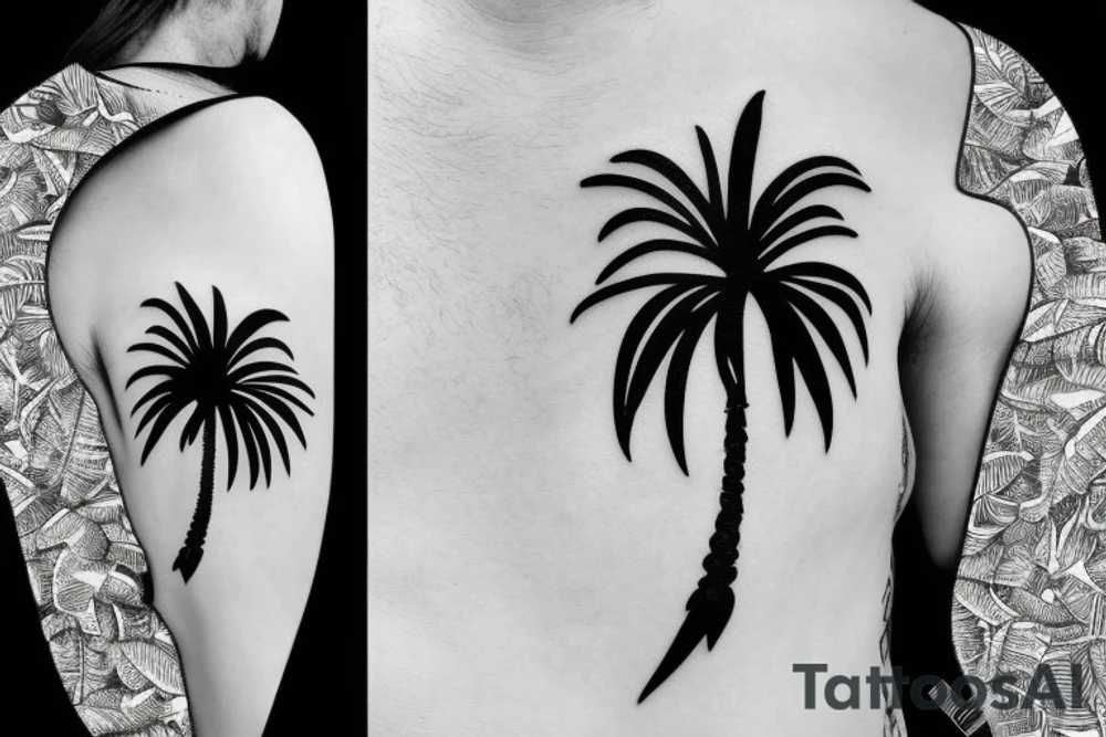 Mallorca vacation Palm tree with 7 leaves 39° 34' 0.12 N 2° 38' 58.92 E tattoo idea