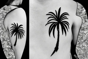 Mallorca vacation Palm tree with 7 leaves 39° 34' 0.12 N 2° 38' 58.92 E tattoo idea