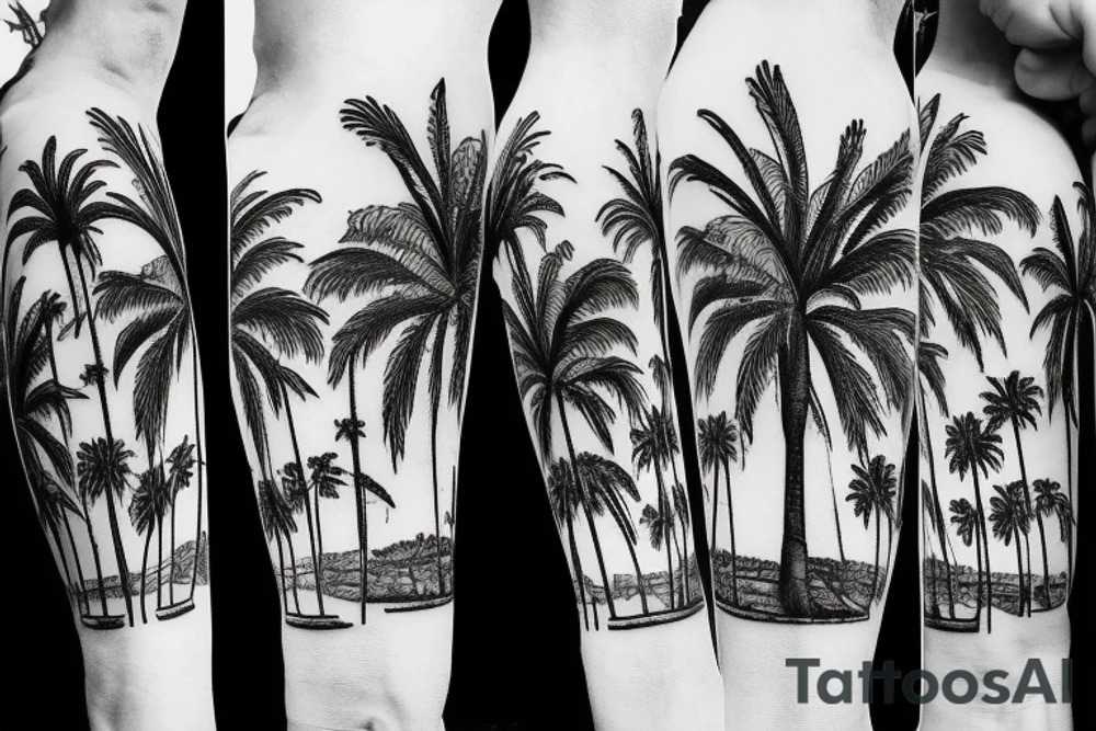 Mallorca vacation Palm tree with 39° 34' 0.12 N 2° 38' 58.92 E tattoo idea