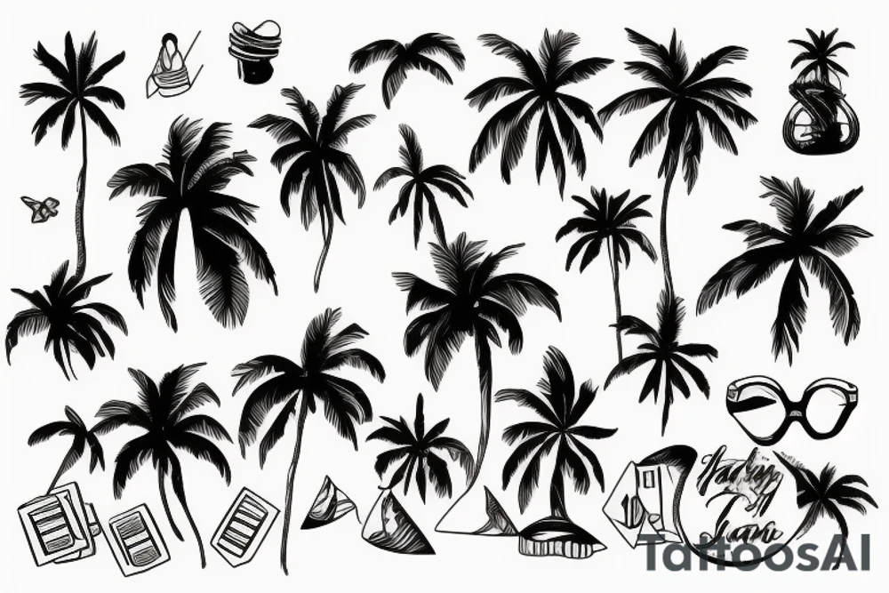 Palm Party Vacation tattoo idea