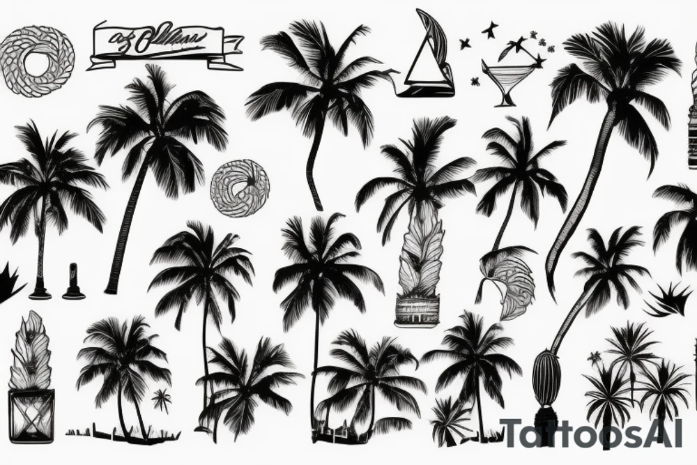 Palm Party Vacation tattoo idea