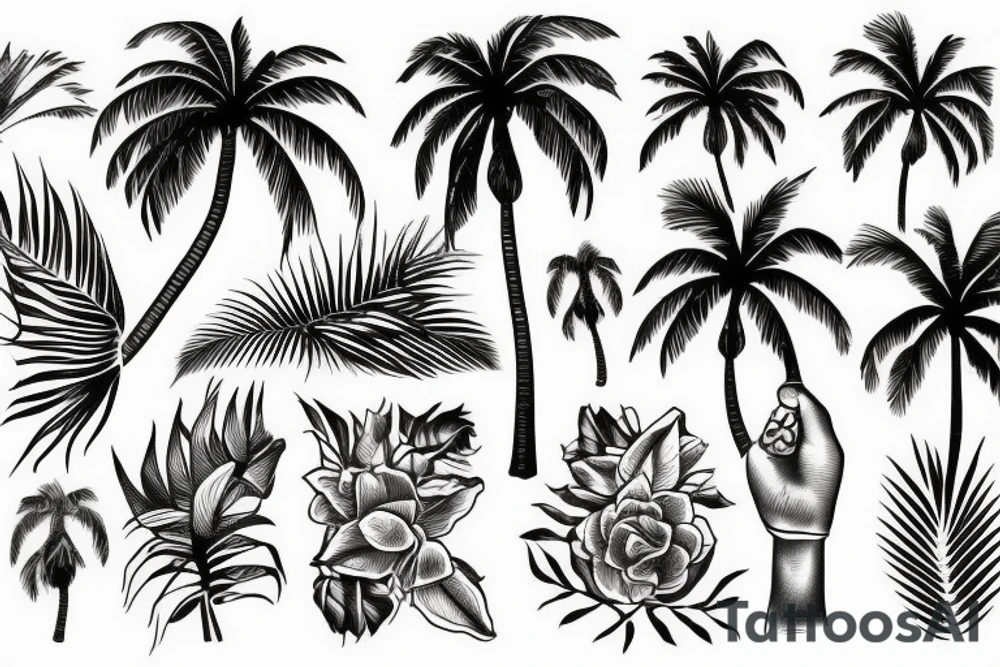 Palm Party Vacation tattoo idea