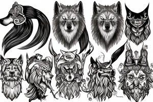 Scandinavian Odin dogs wolfs tattoo idea