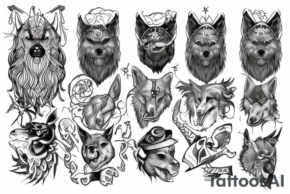 Scandinavian Odin dogs wolfs tattoo idea