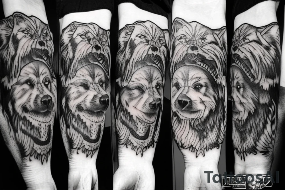 Scandinavian Odin dogs wolfs tattoo idea