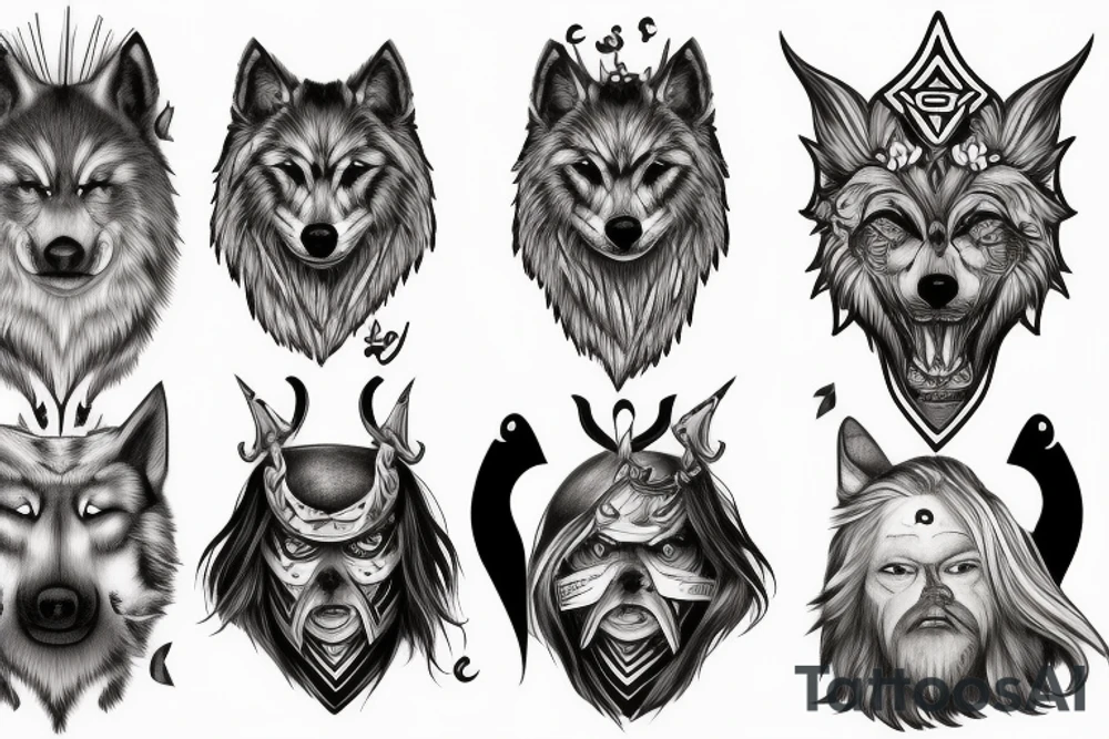 Scandinavian Odin dogs wolfs tattoo idea